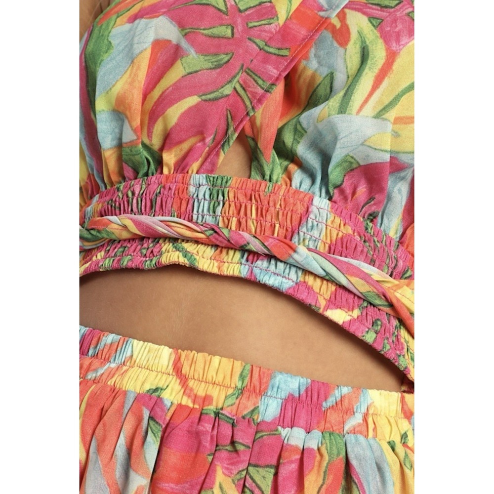 Lulus Tropics and Tequila Multi Floral Print Halter Cutout Maxi Dress - Picture 8 of 9